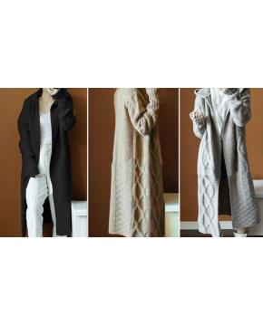 Long Knitted Hooded Cardigan - 3 Colours