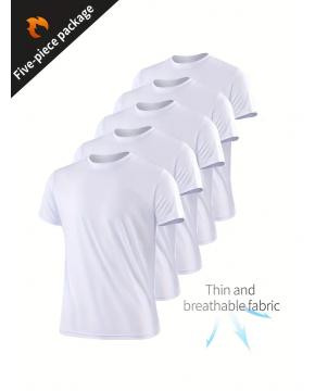 5PCS Breathable Quick Drying Men's  Sweat Absorbing And Bodybuilding Shirt