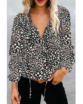 Women's V-Neck Floral Chiffon Blouse