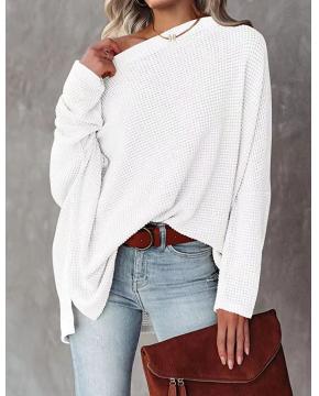 Off-Shoulder Waffle Knit Top