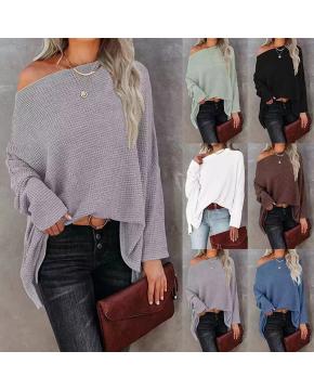 Off-Shoulder Waffle Knit Top