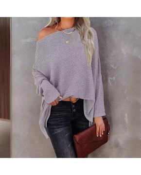 Off-Shoulder Waffle Knit Top