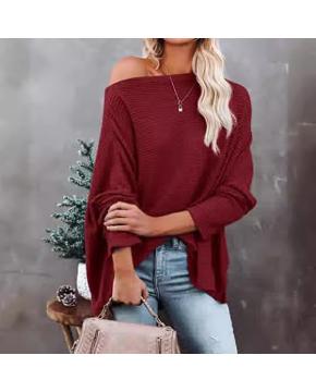 Off-Shoulder Waffle Knit Top