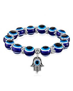 Two-Piece Evil Eye Necklace with Bracelet Set