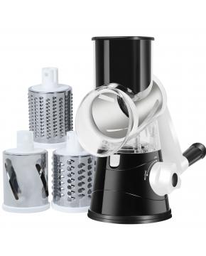 Rotary Cheese Grater, Vegetable Slicer with Three Drum Blades