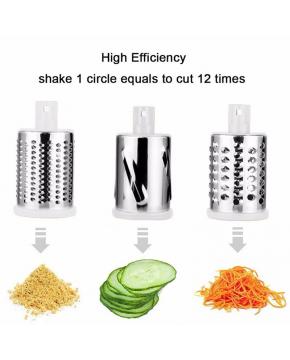 Rotary Cheese Grater, Vegetable Slicer with Three Drum Blades