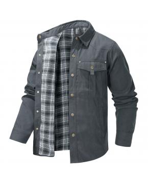 Men's Flannel Lined Button Down Shirt Jacket - 6 Colours & 5 Sizes