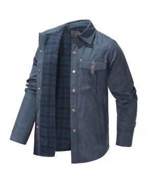 Men's Flannel Lined Button Down Shirt Jacket - 6 Colours & 5 Sizes