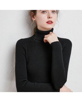 Womens Soft Turtle Neck Rib Knit Tops